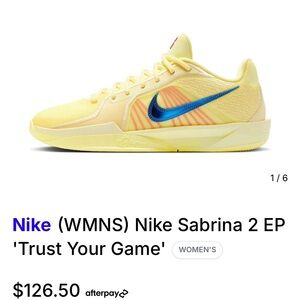 Nike Women's Sabrina 2 EP Yellow with Blue Swoosh